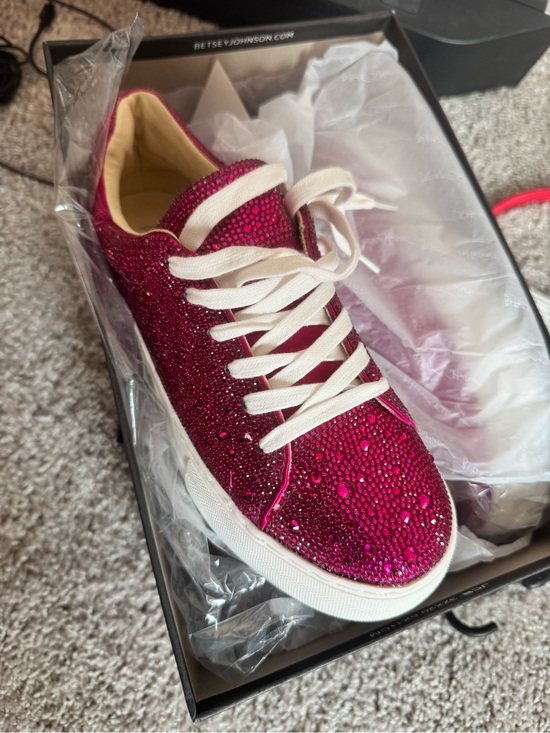 Betsey Johnson Shoes - Betsey Johnson Fuchsia Crystal Lace-Up Sneaker